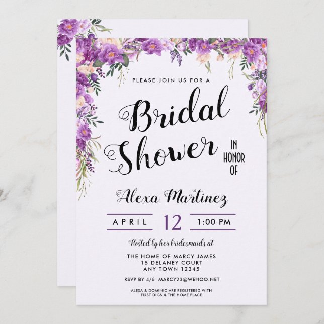 Printemps été Floral Top Bridal Shower Invitation (Devant / Derrière)