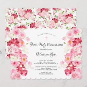 Printemps fleurit Floral Communion Invitation