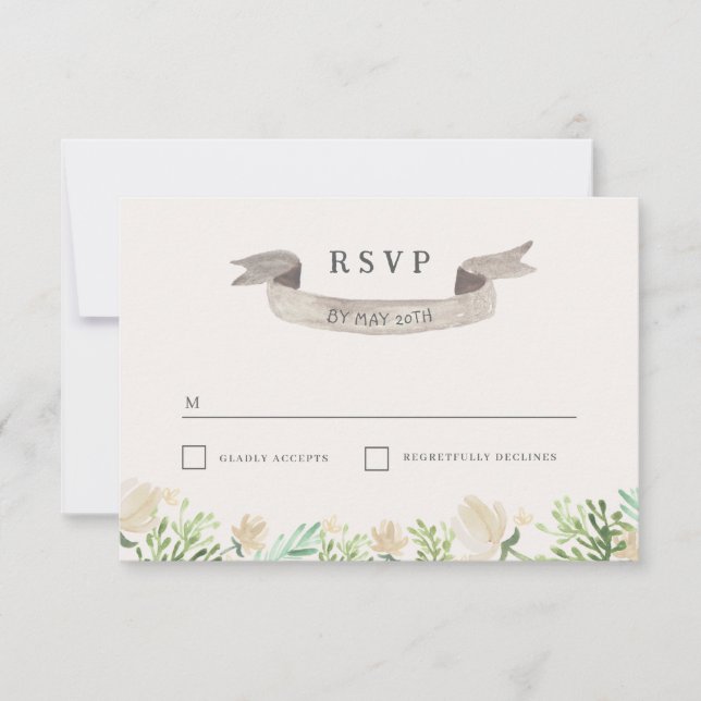 Printemps Floral Crest Wedding RSVP (Devant)