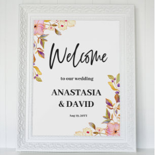 Printemps Floral Mariage Bienvenue Poster imprimab