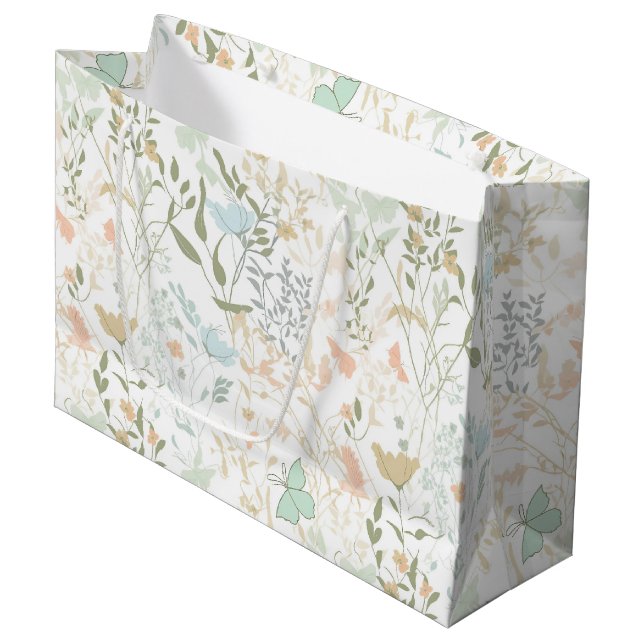 Printemps Floral Pattern 01 - Grand sac cadeau (Devant Angle)