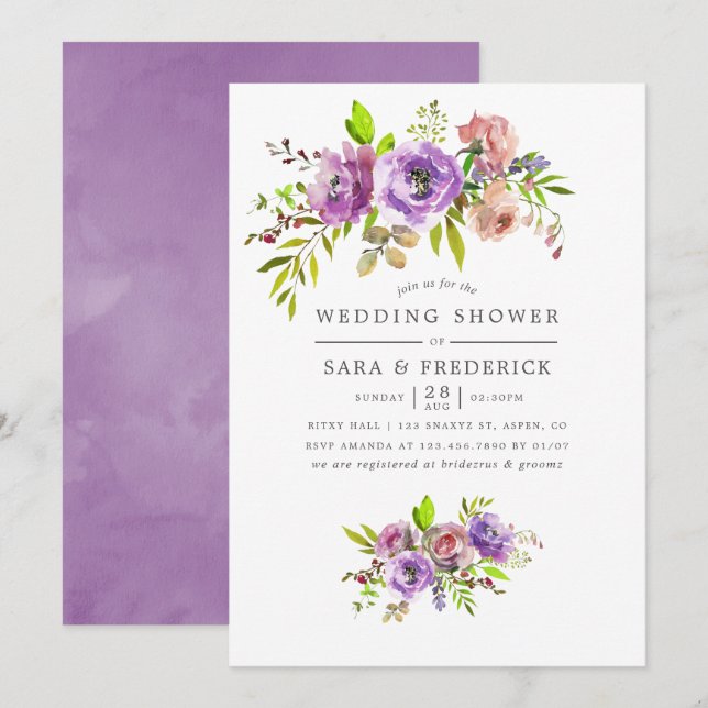 Printemps Mariage Douche Floral Invitation (Devant / Derrière)