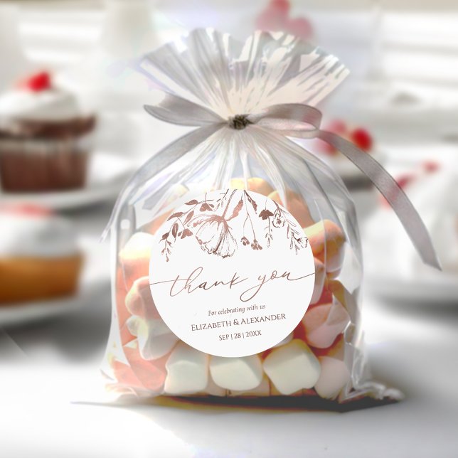 Printemps mariage merci Sticker Aquarelle dorée (Créateur téléchargé)