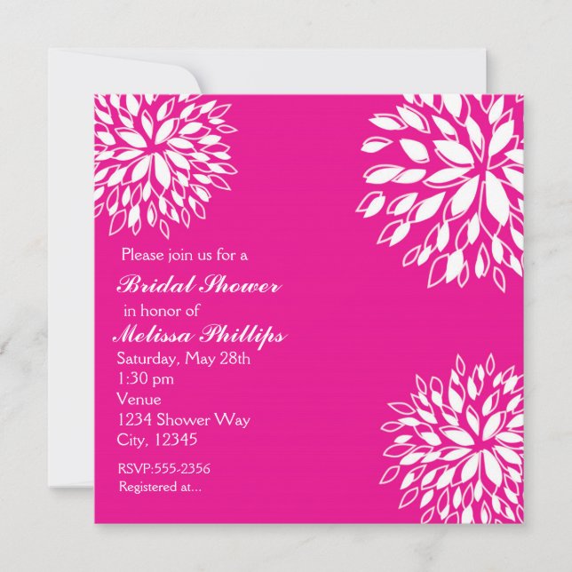 Printemps Moderne Rose chaud et blanc Invitation F (Devant)
