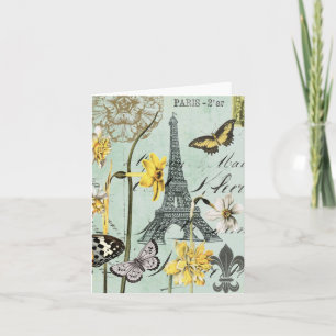 Printemps vintage dans le carte pour notes de Tour