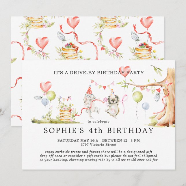 Printemps Woodland | Invitation d'anniversaire de  (Devant / Derrière)