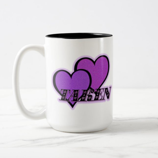 Prise de coeur violet café Mug (Gauche)