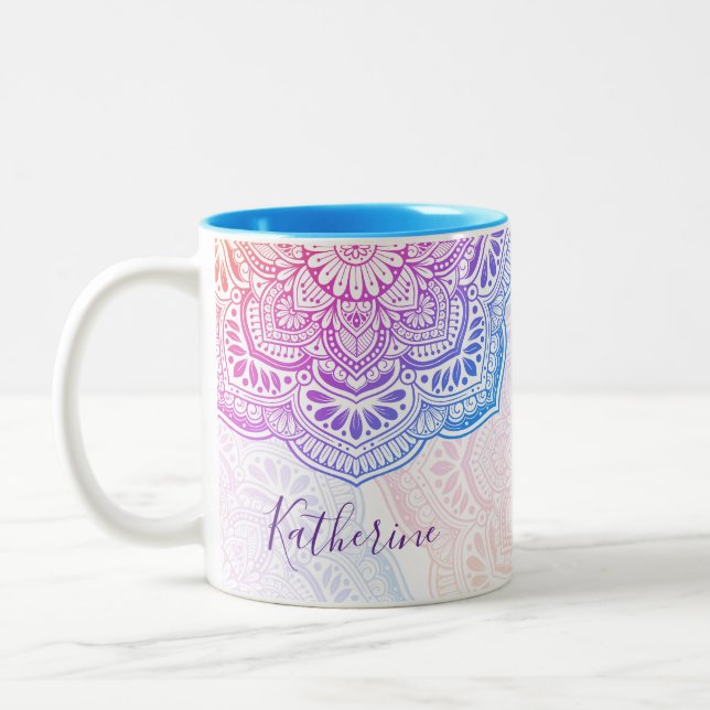 Prism Flower Mandala Personalized Mug (Gauche)