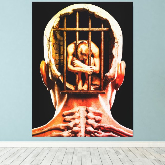 Prison de l'Esprit –  Art Mural Conceptuel Surréal (Insitu (Plancher de Bois))
