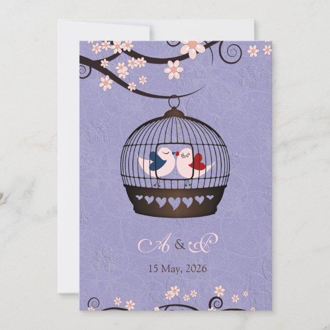 Prisonniers d'amour Violet Mariage Invitation (Devant)