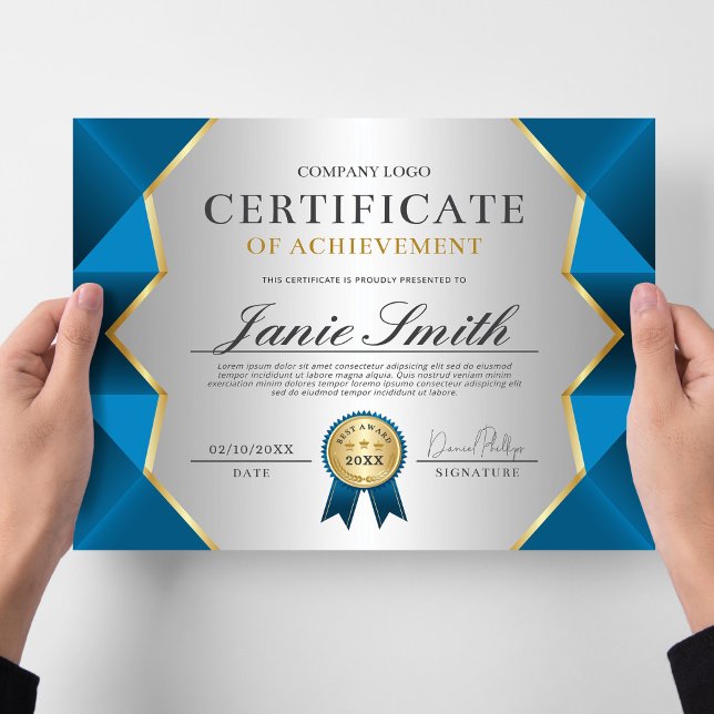 Prix Blue Gold du certificat de réussite (Créateur téléchargé)