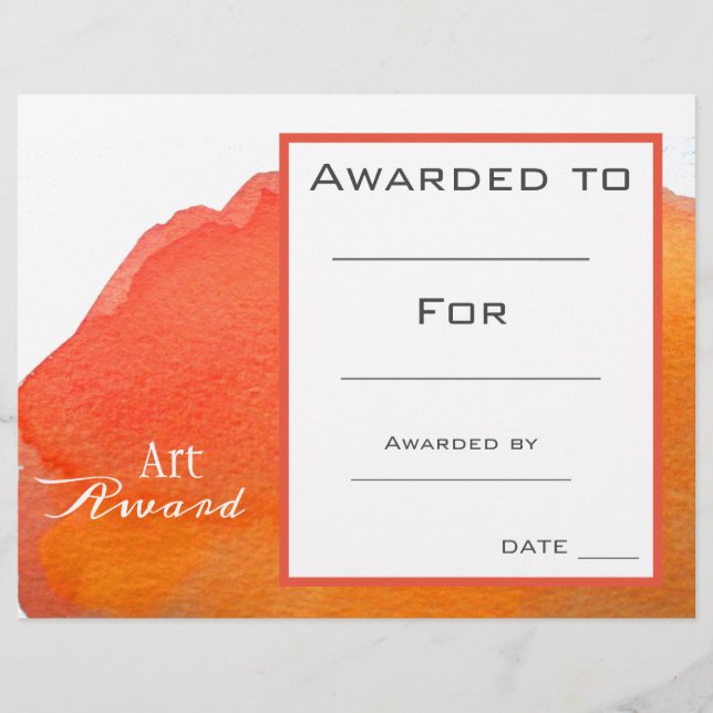 Prix d'art de classe peinture orange éclaboussure  (Devant)