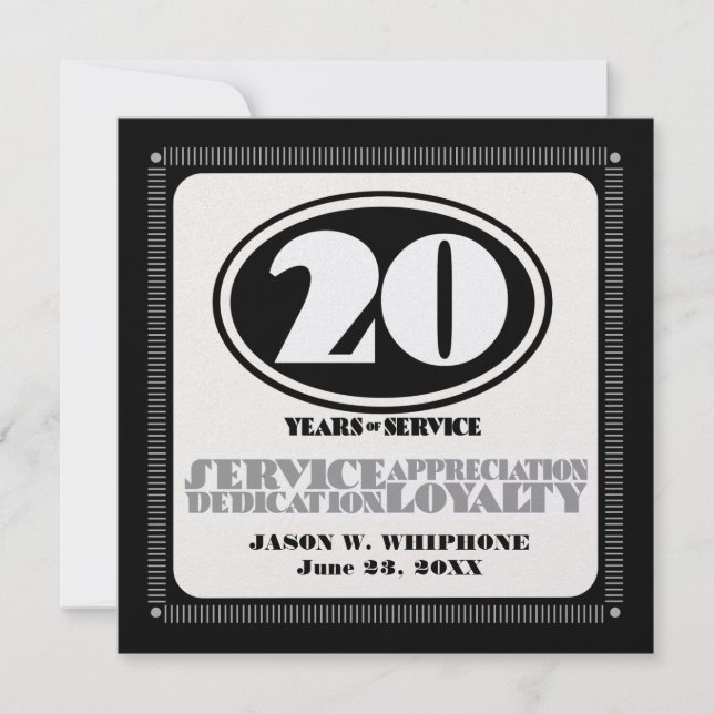 Prix de 20 ans de service de l'employé rétro (Devant)