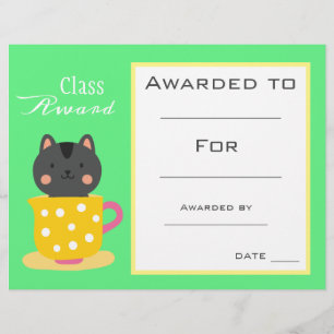 Prix de classe Certificat pour enfants chats migno
