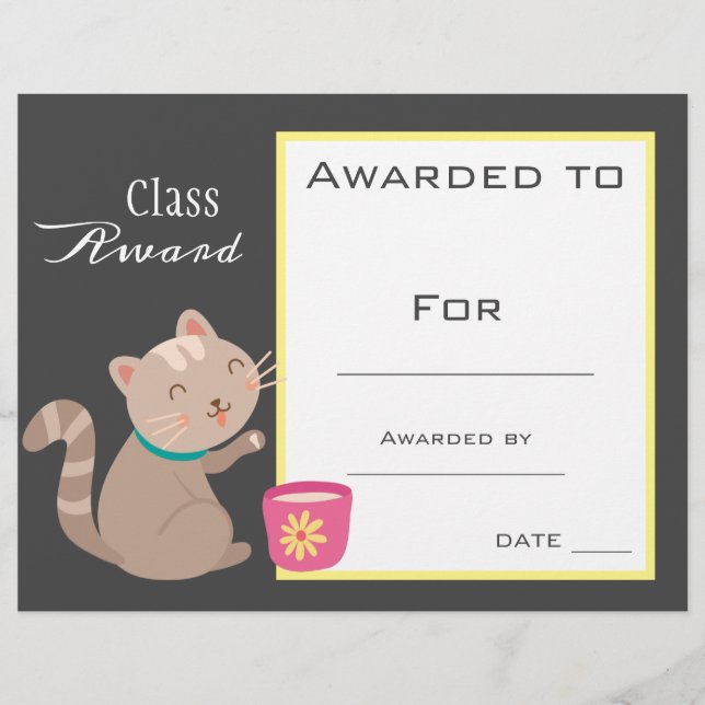 Prix de classe Certificat pour enfants chats migno (Devant)