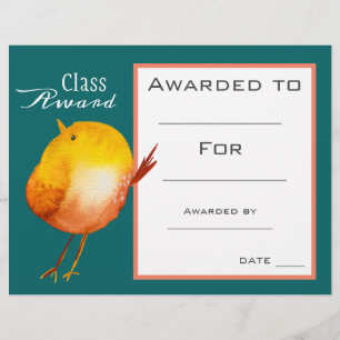 Prix de classe Certificat pour enfants d'oiseau ja