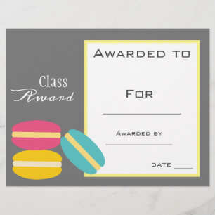 Prix de classe certificat pour enfants macaron mig
