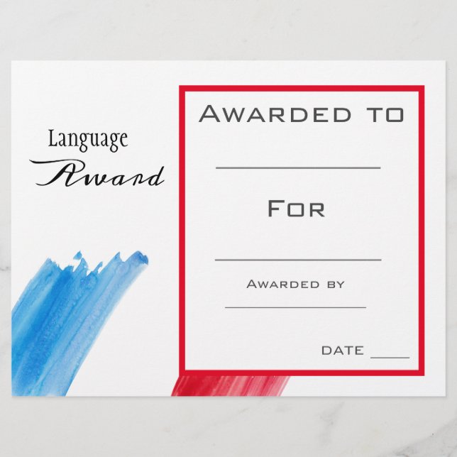 Prix de classe Étudiant en langue française (Devant)