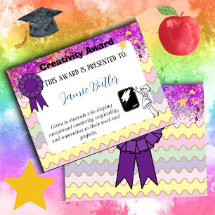 Prix de créativité Certificat de prix de l'école
