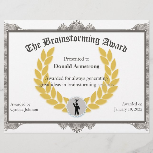 Prix de l'employé amusant - Brainstoring (Devant)