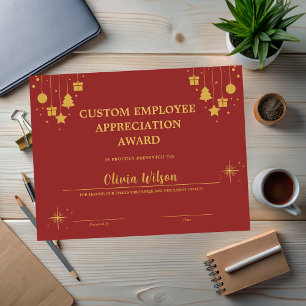 Prix de l'employé de jour férié customisé Red Busi