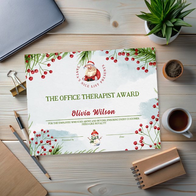 Prix de Noël Père Noël modifiable pour les employé (Editable Santa Christmas Awards for Employee)