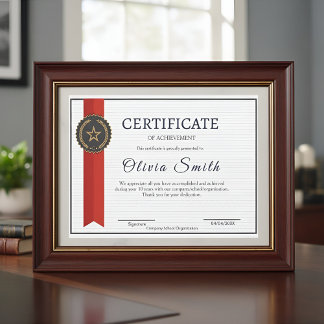 Prix de reconnaissance élégant rouge et or pour le