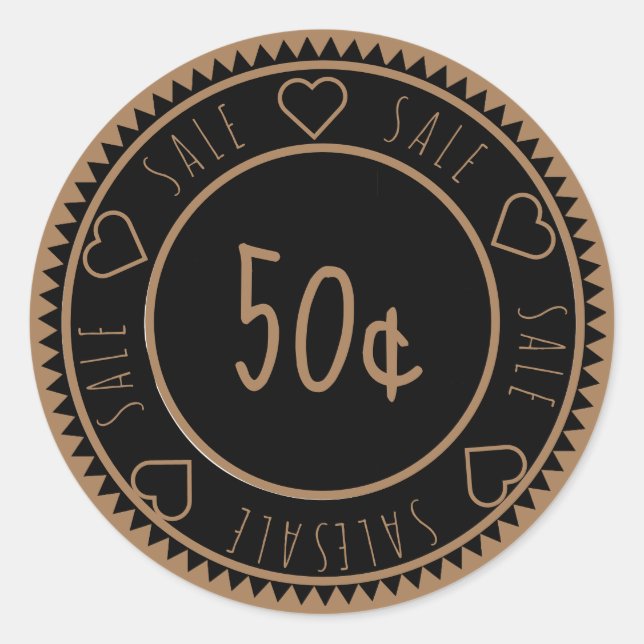 Prix de vente d'or noir personnalisé Sticker rond  (Devant)