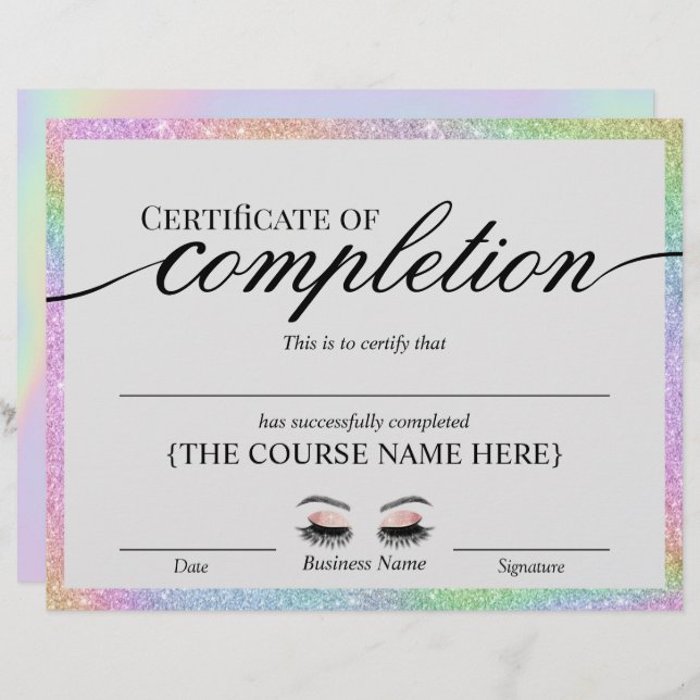 Prix du certificat d'achèvement du salon holograph (Devant / Derrière)