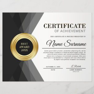 Prix du Certificat de Réussite Noir & Or