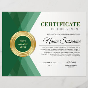 Prix du certificat d'excellence Green & Gold