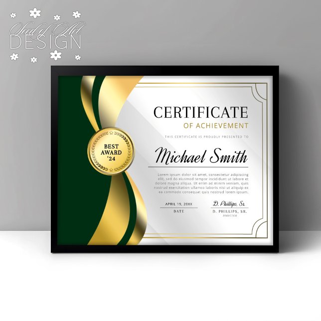 Prix du certificat d'excellence Green & Gold (Créateur téléchargé)