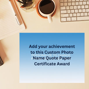 Prix du certificat papier de devis photo personnal