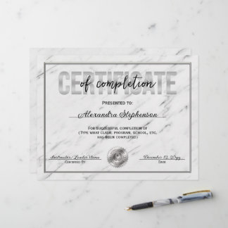 Prix du cours d'Argent Certificat d'achèvement