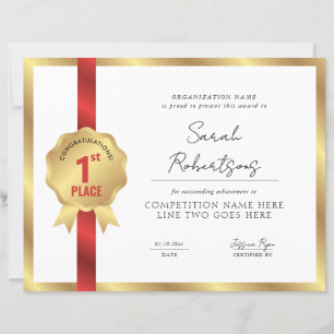 Prix du gagnant de la 1ère place avec badge doré e