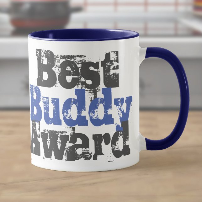 Prix du meilleur ami sur un mug bleu et gris (Créateur téléchargé)