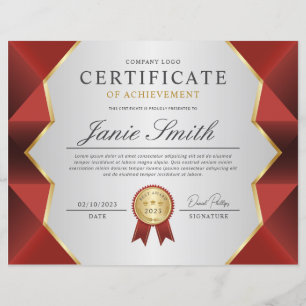 Prix Red & Gold du certificat de réussite