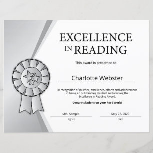 Prix Silver Excellence en lecture