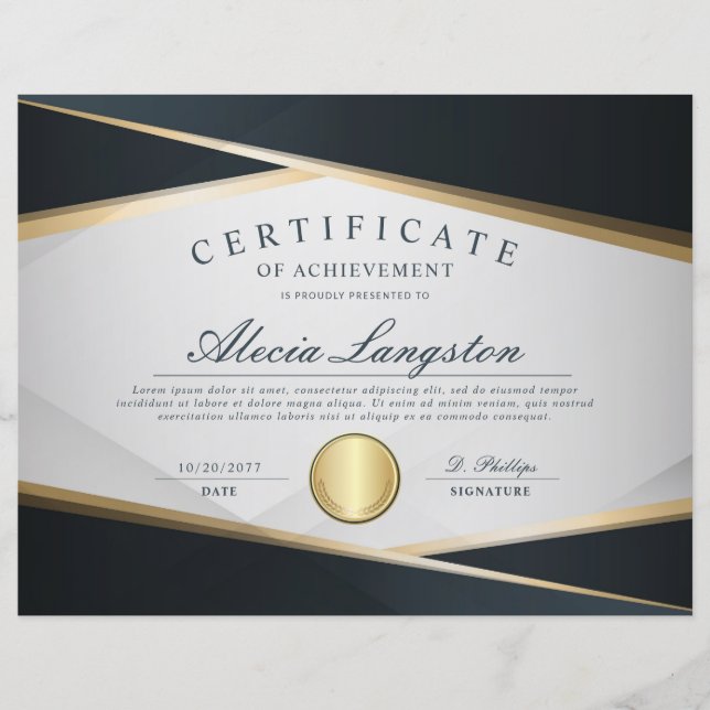 Prix Soft Grey & Gold du certificat d'excellence (Devant)