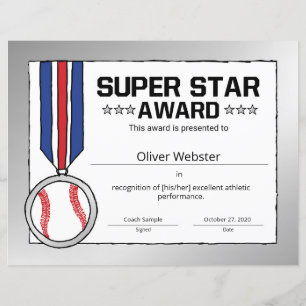 Prix Super Star de baseball Certi Sport