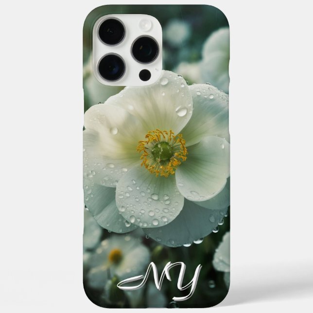 Pro Max Personnalisez Floral Monogram Coque pour iPhone 16 (Verso)