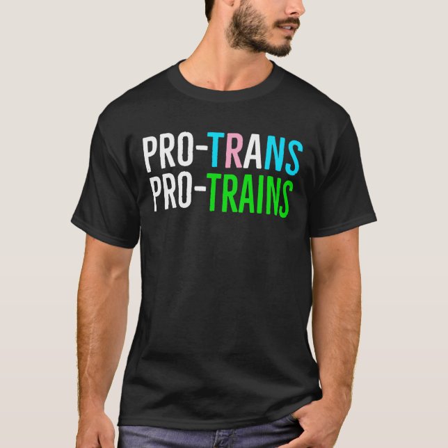 Pro Trans Pro Trains | T-shirt pour Railfan LGBTQ+ (Devant)