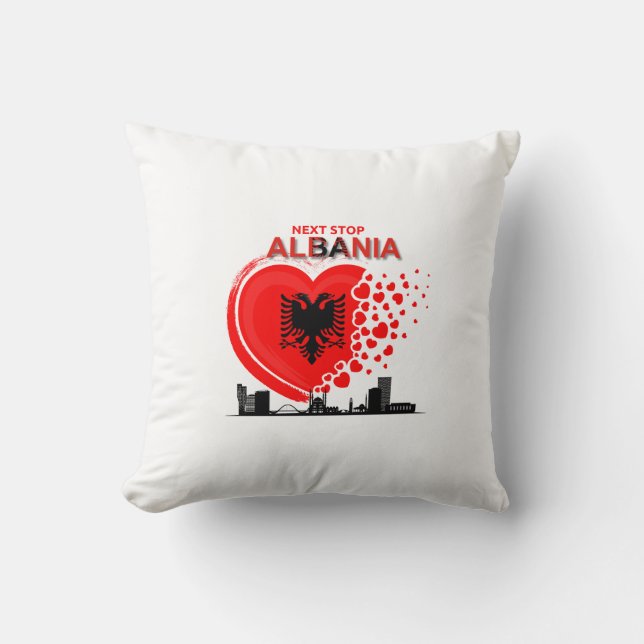 Prochain arrêt Albanie Coeur Design Jeter Oreiller (Recto)