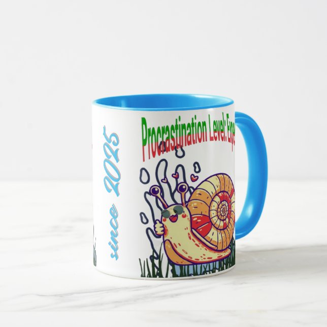 Procrastination Niveau : Expert - Funny Coffee Mug (Devant droit)