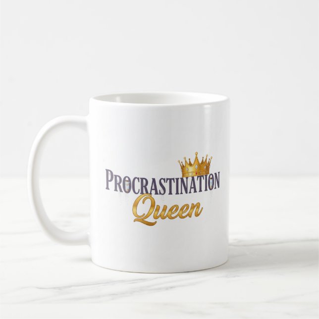 Procrastination Queen Mug - Couronne Or & Hourglas (Gauche)