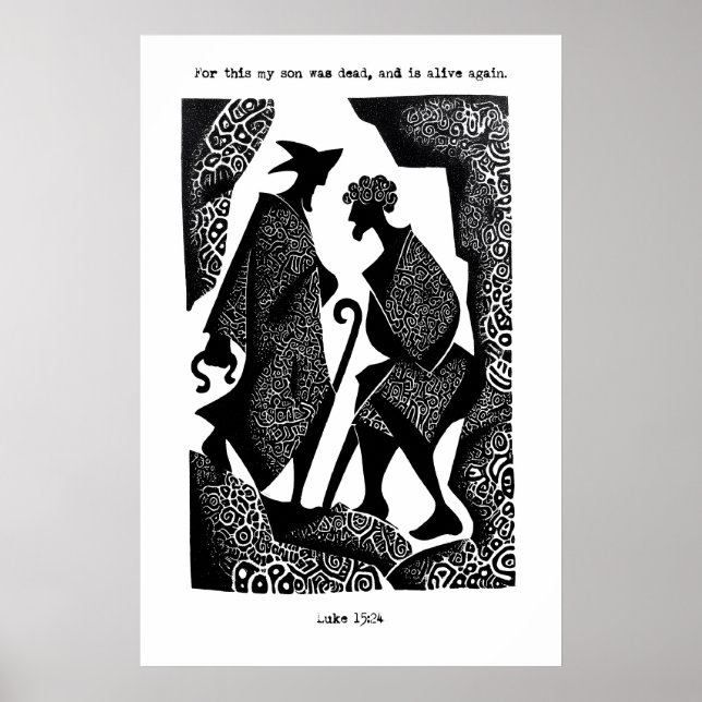 Prodigal Son Art Print Luke 15 24 Scripture Poster (Devant)
