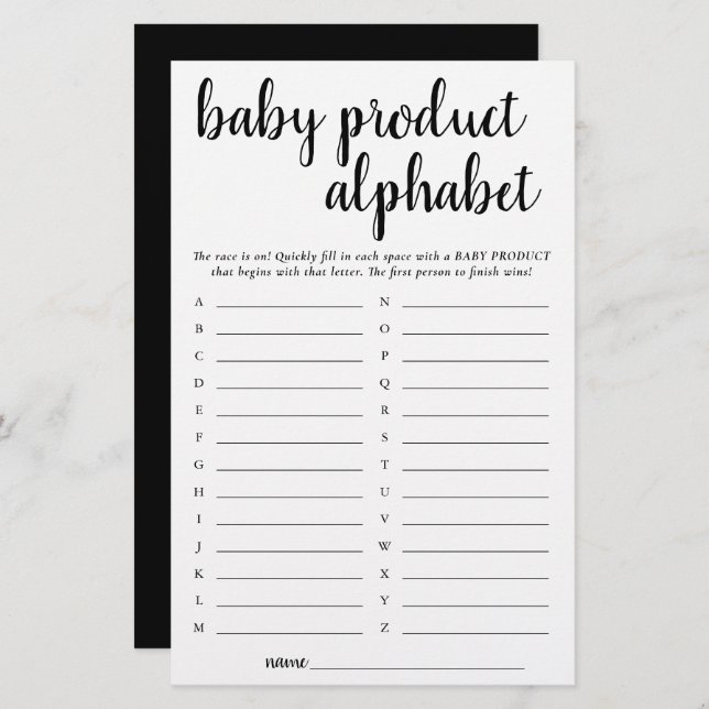 Produit ABC moderne simple | Jeu de douche amusant (Devant / Derrière)