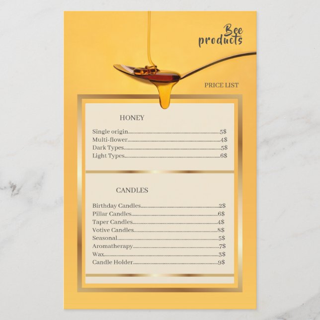 Produits d'abeilles Chandelle de miel Golden Frame (Devant)