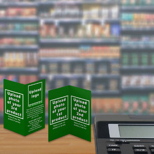 Produits d'affaires sur petite carte pliée verte