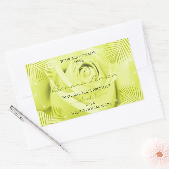 Produits floraux Étiquette Rose jaune avec Feuille (Enveloppe)